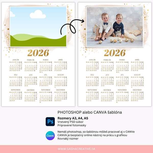 Kalendár 2026 | A3, A4, A5 SLOVENSKY+ČESKY sweet