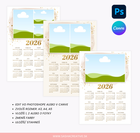 Kalendár 2026 | A3, A4, A5 SLOVENSKY+ČESKY sweet
